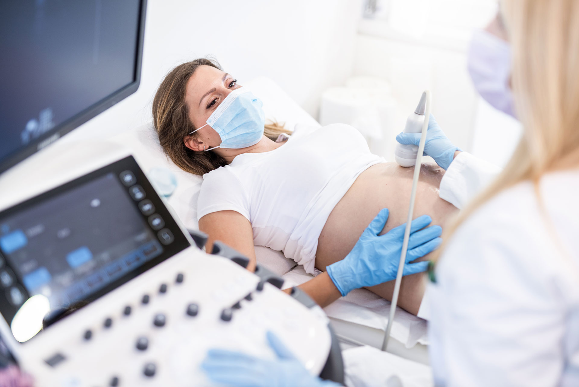Pregnant woman on ultrasound