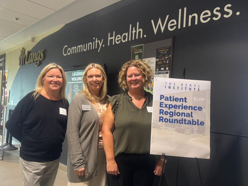 Ward 3 councillor Corey Kimpson (left), Stacy Palmer of The Beryl Institute and Liane Barefoot of Cambridge Memorial Hospital were all on hand for a roundtable discussion on patient experience.