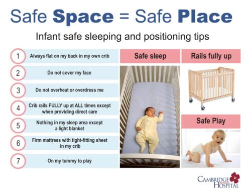 Infant safe sleeping and positioning tips poster